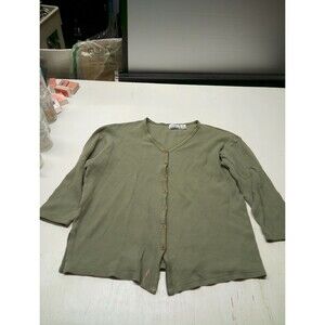 Paul Harris Design Button Up Long Sleeve Knit Olive Green Cotton Men’s Size M